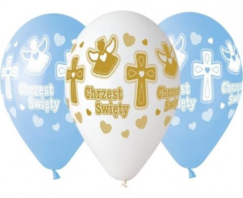 Balony premium hel Chrzest chłopca 33cm 5szt