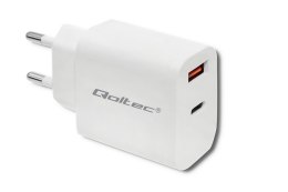 ŁADOWARKA SIECIOWA (zasilacz) QOLTEC Quick Charge 3.0 18W / 5-12V / 1.5-3A / 1xUSB typ C PD/ 1xUSB QC 3.0 | Biała