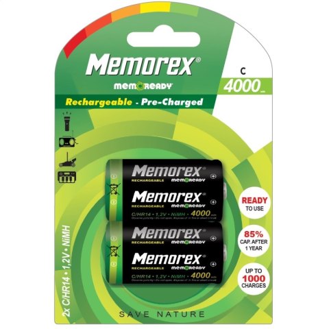 MEMOREX ACCUMULATOR HR14 C 4000mAh NiMH PRE CHARGED BLISTER*2