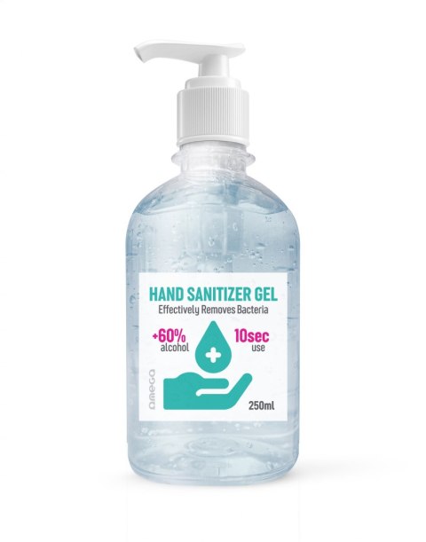 OMEGA HAND SANITIZER BOTTLE WITH PUMP +60% ALCOHOL PŁYN DO DEZYNFEKCJI RĄK 250ML [45318]