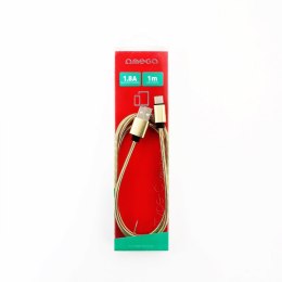 OMEGA METAL LIGHTNING TO USB CABLE KABEL 1.8A 1M GOLD [44213]