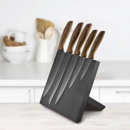 PLATINET 5 BLACK KNIVES SET NOŻE KUCHENNE WOODEN HANDLE WITH BLACK MAGNETIC BOARD [45204]