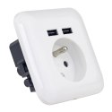 PLATINET WALL SOCKET GNIAZDO ELEKTRYCZNE FRENCH + 2 USB 2.1A [43964]