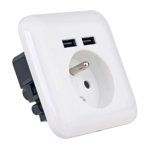 PLATINET WALL SOCKET GNIAZDO ELEKTRYCZNE FRENCH + 2 USB 2.1A [43964]