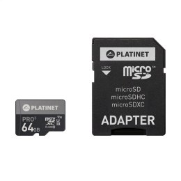 PLATINET microSDXC + ADAPTER SD 64GB class10 U3 A1 90MB/s [43999]