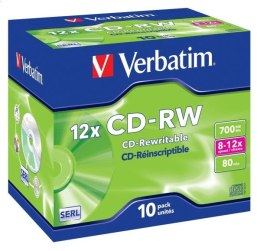 VERBATIM CD-RW 700MB 8-12X JEWEL CASE BOX*10 43148