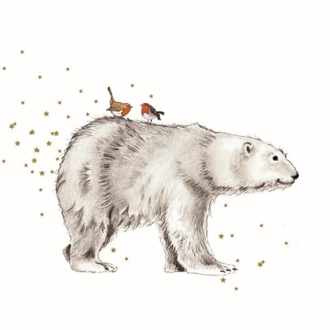 Karnet Swarovski kwadrat Niedźwiedź i ptaszki