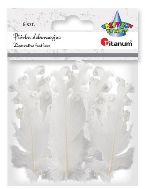 Piórka curly białe 6szt