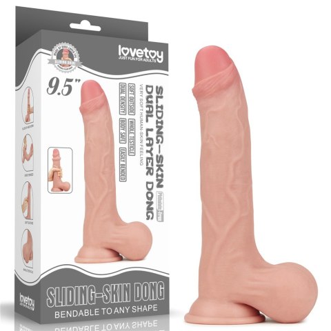 DONG 9.5'' SLIDING SKIN DUAL LAYER DONG - WHOLE TESTICL 24-0137