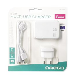OMEGA CHARGER ŁADOWARKA 4-PORT USB 4A WHITE EU plug [42672] TE