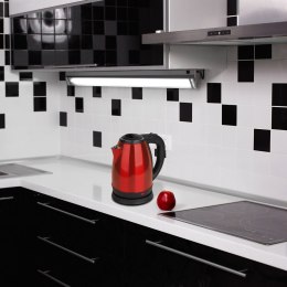OMEGA ELECTRIC KETTLE CZAJNIK ELEKTRYCZNY 1500W STAINLESS STEEL BRUSHED FINISH INOX RED [45463]