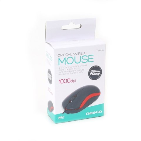 OMEGA MYSZ MOUSE 1000DPI VALUE LINE V2 BLACK RED [43185]