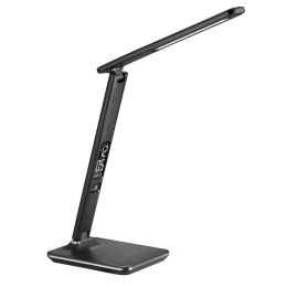 PLATINET DESK LAMP LAMPKA BIURKOWA LED 14W LCD WITH CLOCK AND TEMPERATURE USB CHARGER BLACK [43820] TE