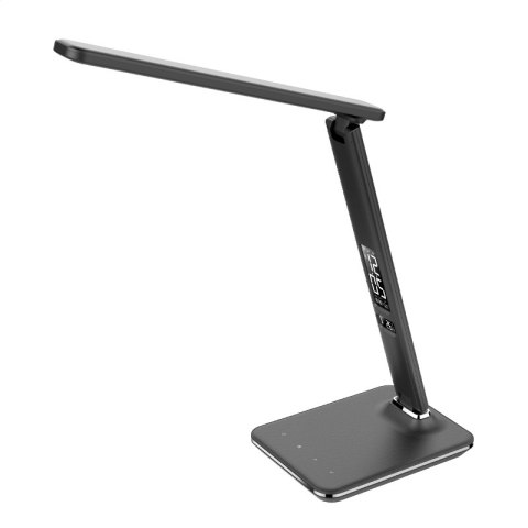 PLATINET DESK LAMP LAMPKA BIURKOWA LED 14W LCD WITH CLOCK AND TEMPERATURE USB CHARGER BLACK [43820] TE