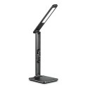PLATINET DESK LAMP LAMPKA BIURKOWA LED 14W LCD WITH CLOCK AND TEMPERATURE USB CHARGER BLACK [43820] TE