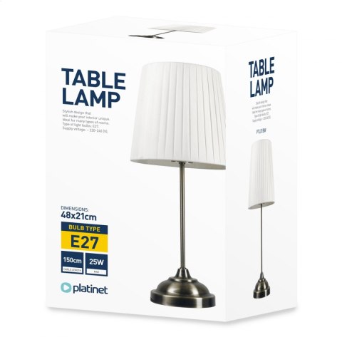 PLATINET TABLE LAMP LAMPA STOŁOWA BRONZE BASE, WHITE SHADE, H48 [45688]