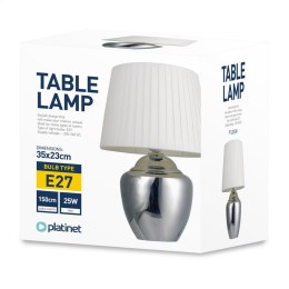 PLATINET TABLE LAMP LAMPA STOŁOWA SILVER BASE, WHITE SHADE, H35 [45690]