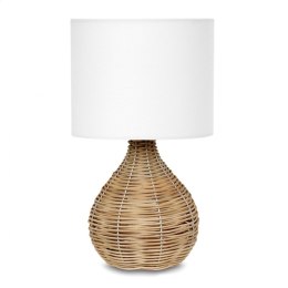PLATINET TABLE RATTAN LAMP LAMPA RATTANOWA WHITE SHADE BALI [45751]