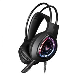VARR GAMING RGB HEADPHONES SŁUCHAWKI Z MIKROFONEM STEREO 3,5MM USB BLACK [45559] TE