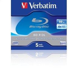 VERBATIM BD-R DL BLU-RAY 50GB 6X DOUBLE LAYER JEWEL CASE BOX*5 43748