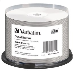 VERBATIM DVD-R 4,7GB 16X PRINTABLE DLP MEDI DISC CAKE*50 43744 PRO