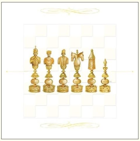 Karnet 16x16cm + koperta Szachy złoty