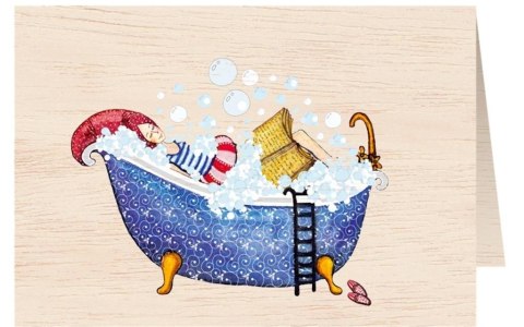 Karnet drewniany C6 + koperta Kobieta w kąpieli