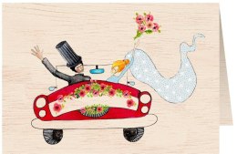 Karnet drewniany C6 + koperta Ślub samochód