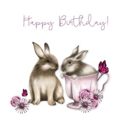 Karnet Swarovski kwadrat CL0323 Urodziny króliki