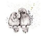 Karnet złocony kwadrat CL3818_BL Ptaszki