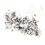 Karnet złocony kwadrat CL3821_BL Kwiaty