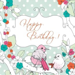 Karnet Swarovski kwadrat CL1502 Urodziny ptaszki