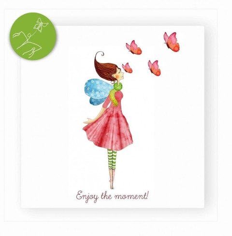 Karnet kwadrat z latającym motylkiem Motyle