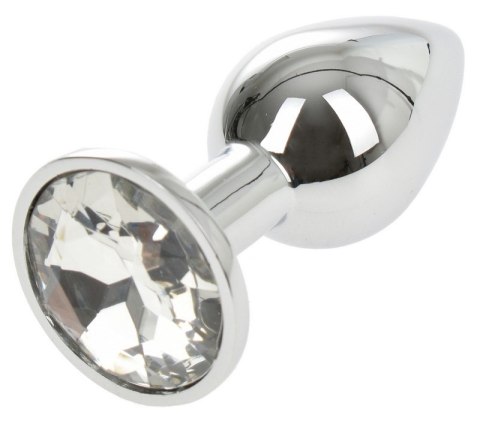 KOREK ANAL PLUG METALLIC BUTTPLUG SMALL SILVER/CLEAR PASSION LABS 32-0105