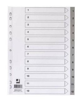 Przekładki A4 PP szare 12 kart