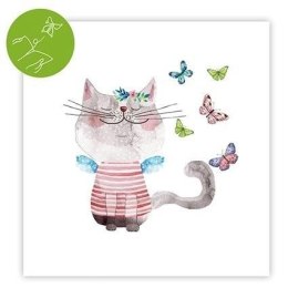Karnet kwadrat z latającym motylkiem Kot