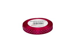 Wstążka satynowa w kropki ciemna różowa 12mmx22m