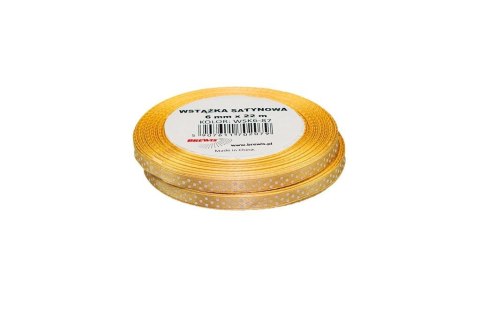 Wstążka satynowa w kropki beżowa 6mmx22m (2szt)