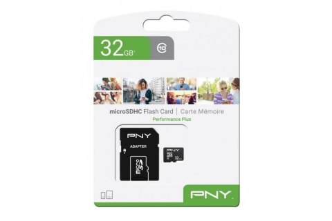 PAMIĘĆ SECUREDIGITAL PNY 32GB MICRO SDHC CLASS 10 PERFORMANCE PLUS + ADAPTER