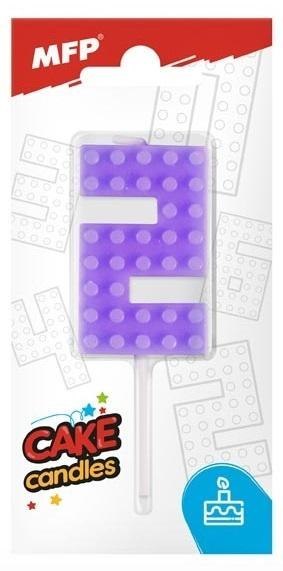 Świeczka klocki cyfra 2 fioletowa