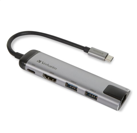 VERBATIM MULTIMEDIA ADAPTER USB-C TO 2 x USB HDMI RJ45 49141
