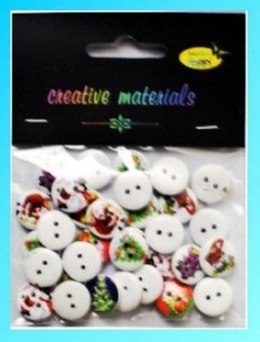 Guziki białe zimowe nadruk 15g