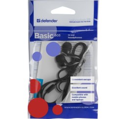 Słuchawki douszne DEFENDER 63603 1.1 m 3.5 mm minijack wtyk