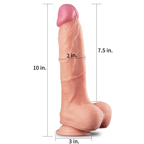 DILDO 10" DUAL LAYER PLATINUM SILICONE COCK 24-0385