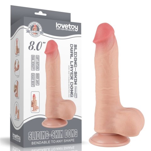 DILDO 8'' SLIDING SKIN DUAL LAYER DONG FLESH 24-0371