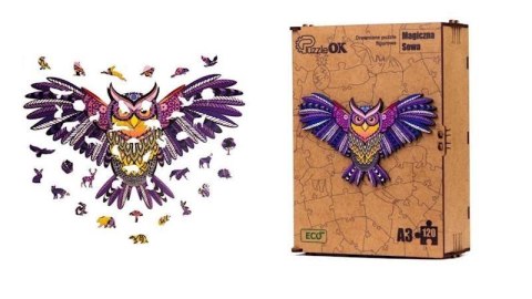 Puzzle drewniane eko 120 Magiczna sowa A3