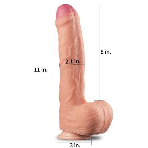 DILDO 11" DUAL LAYER PLATINUM SILICONE COCK 24-0442