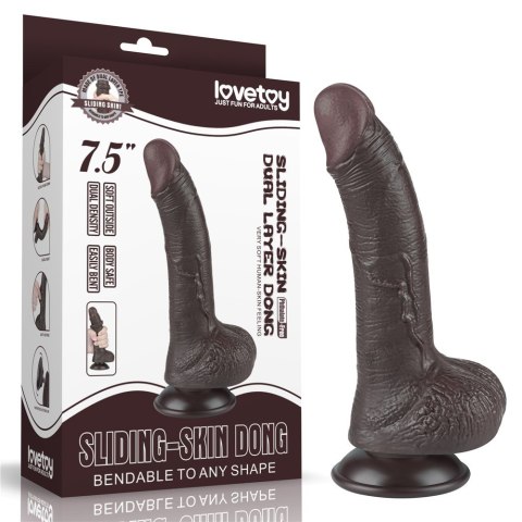 DILDO 7.5'' SLIDING SKIN DUAL LAYER DONG CZARNE 24-0396