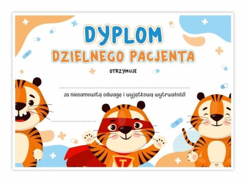 Dyplom A5 dzielnego pacjenta - Tygrys (10szt)