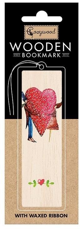 Zakładka drewniana Para serce Ślub